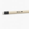 off white pencil with black ferrule and black foil personalization