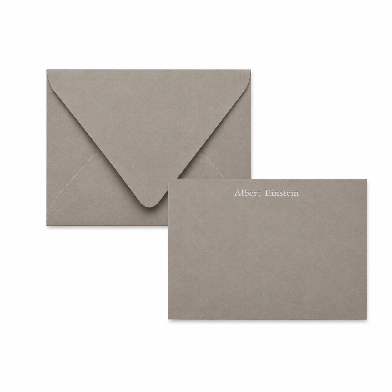 gray envelope and matching card on a white background