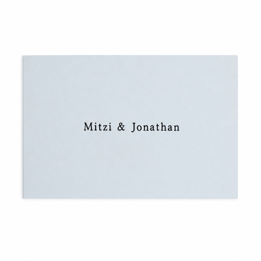 Light blue Calling card with black foil embossed personalization