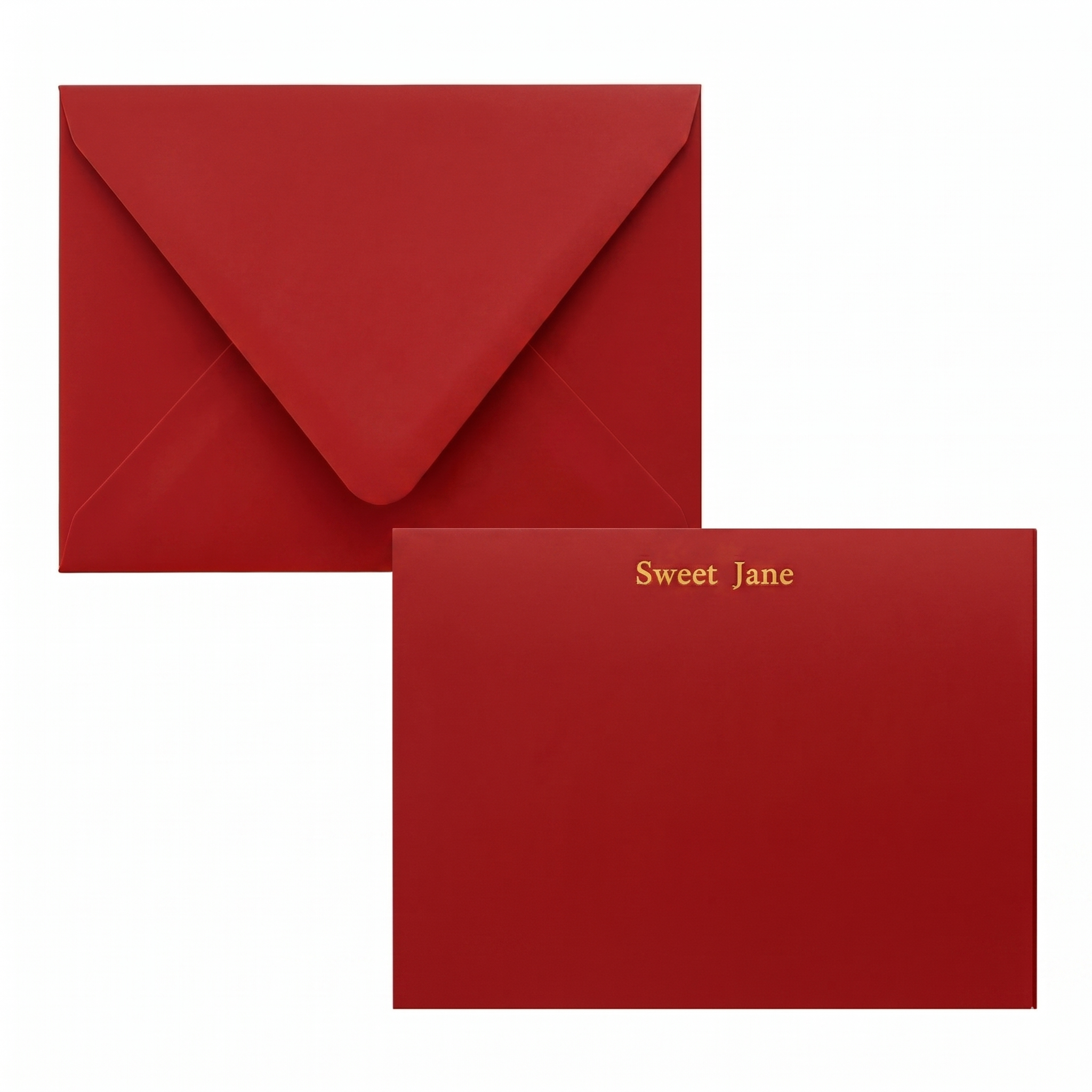 red notecard and matching envelope
