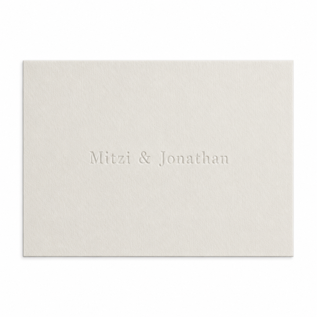 White Calling card with blind embossed personalization