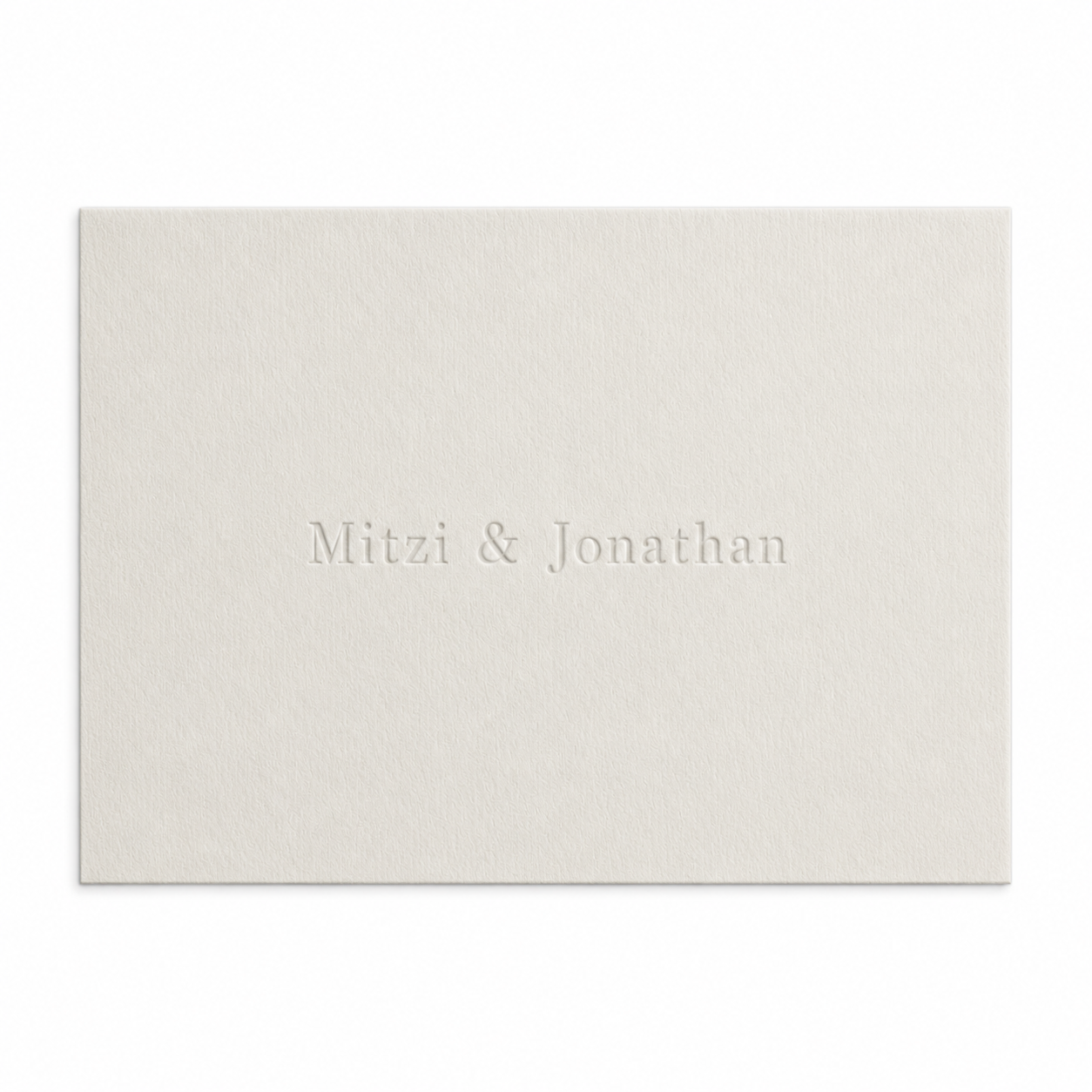 White Calling card with blind embossed personalization