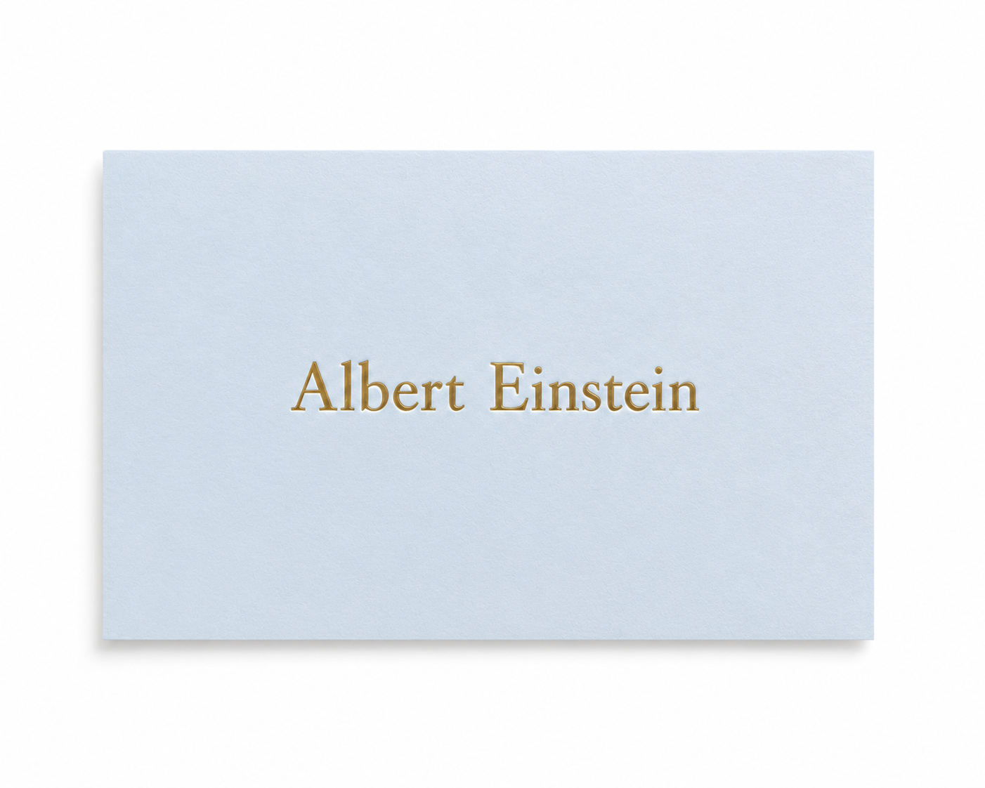 Pale Blue Calling card with gold foil embossed personalization