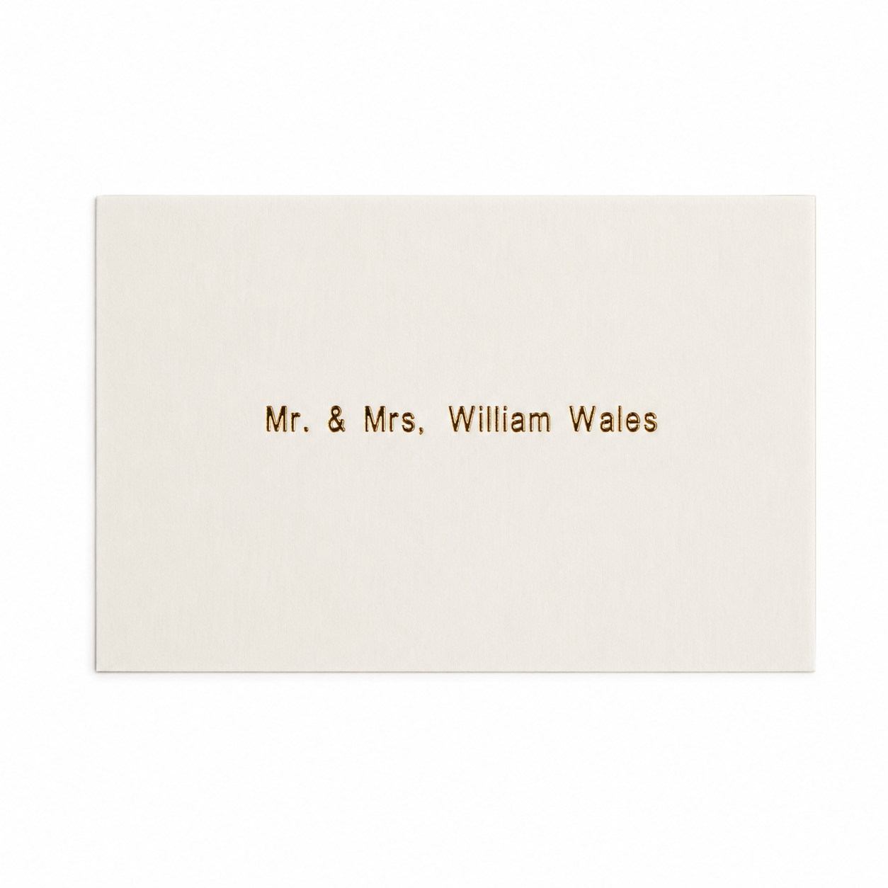 White Calling card with gold foil embossed personalization
