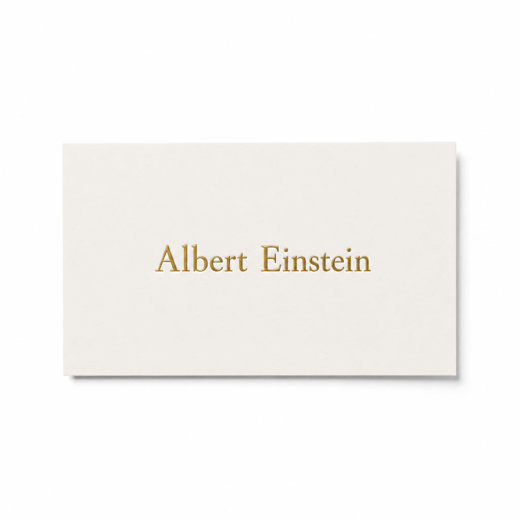 White Calling card with gold foil embossed personalization