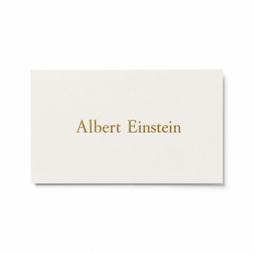 White Calling card with gold foil embossed personalization